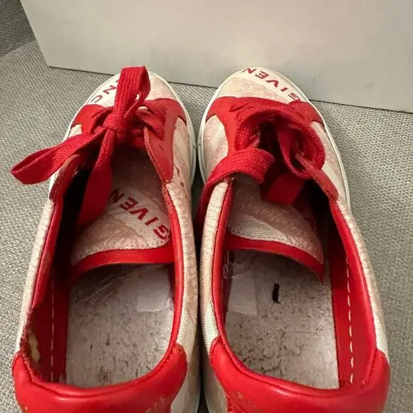 Givenchy Logo Canvas Sneakers Fashion Tennis Shoes Pink Red 37 - Picture 5 of 11